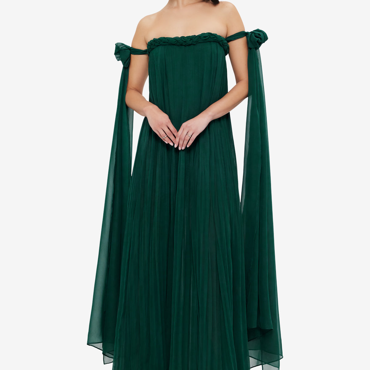 Camilla Draped Floor Length Dress Emerald – LEO LIN