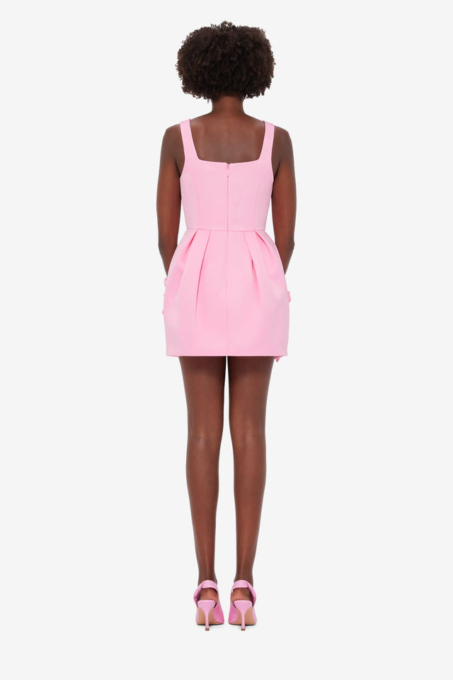 Exclusive LEO LIN Piper Floral Applique Bell Shape Mini Dress - Baby Pink