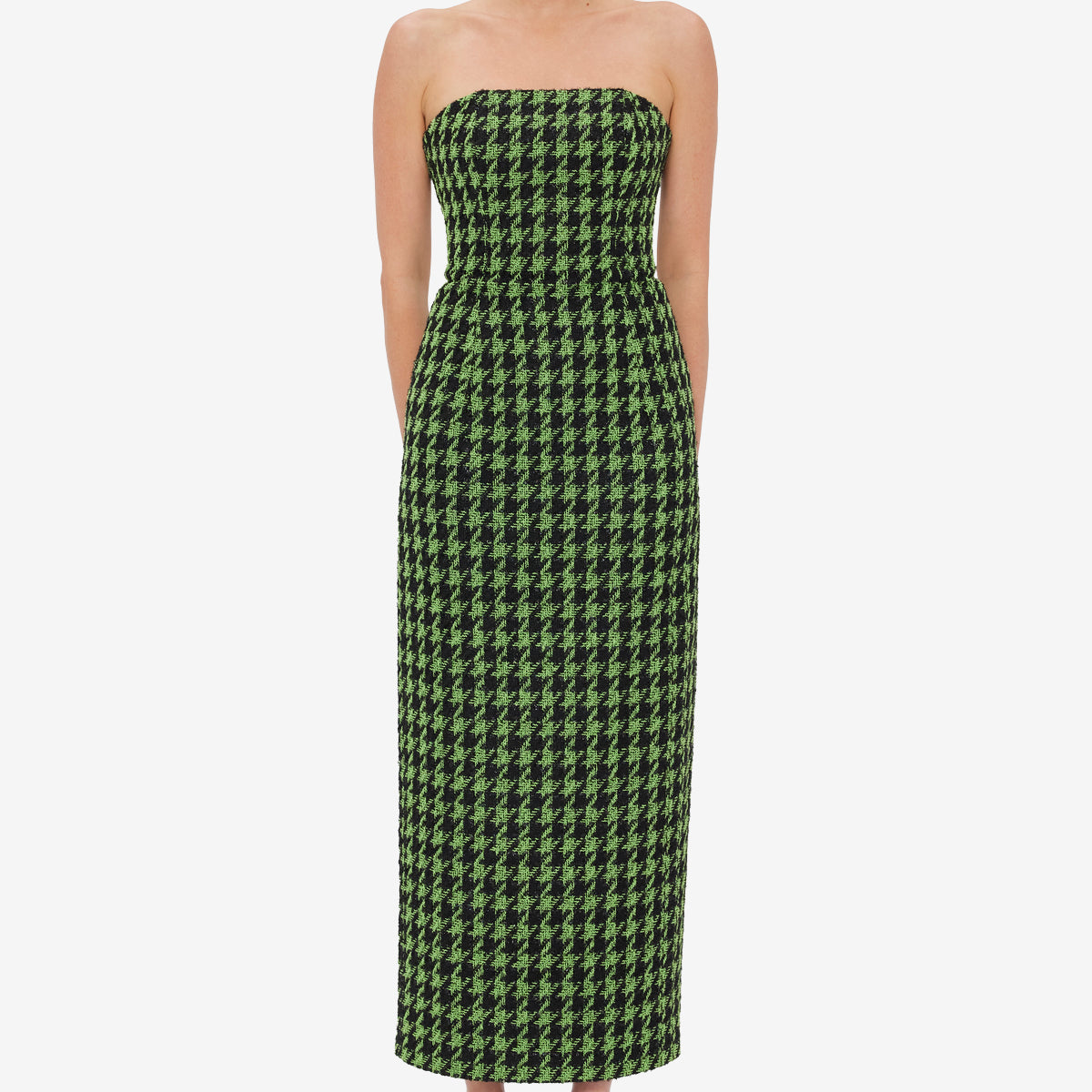 Rayna Tweed Bustier Maxi Dress - Houndstooth  LEO LIN