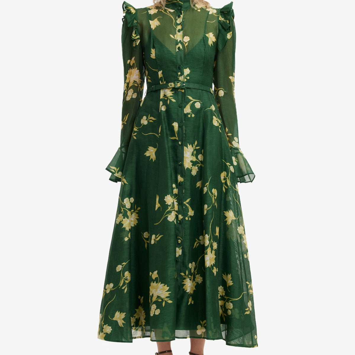 Katrina Butterfly Sleeve Midi Dress - Forest Print – LEO LIN