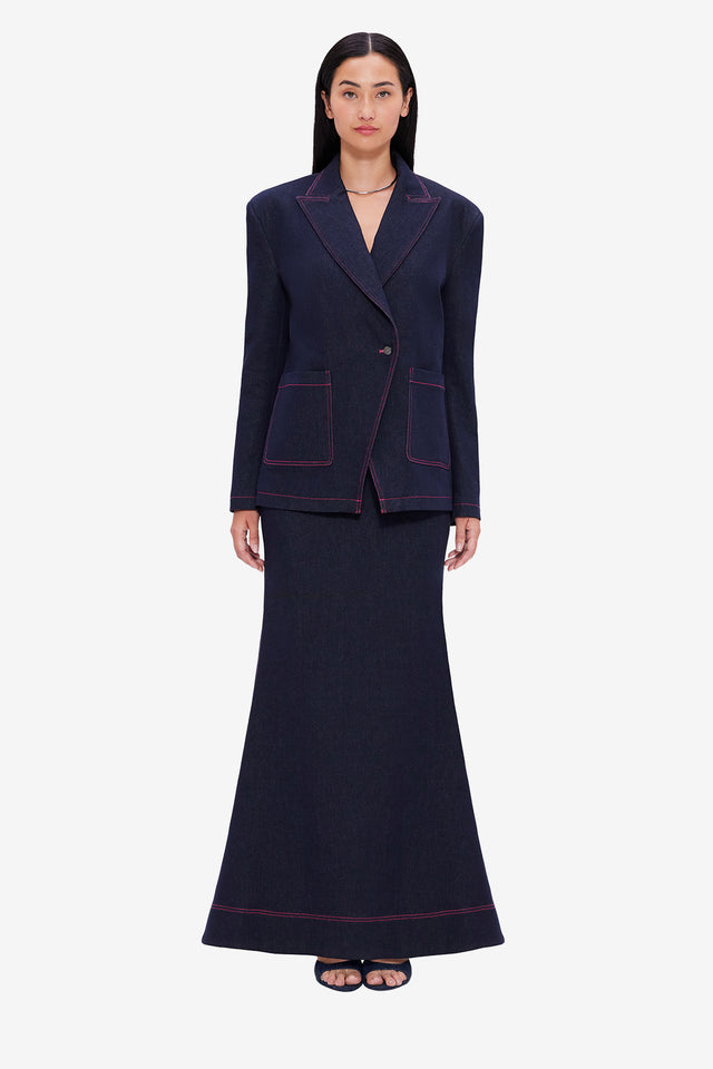 Exclusive LEO LIN Jocelyn Denim Split Blazer - Indigo