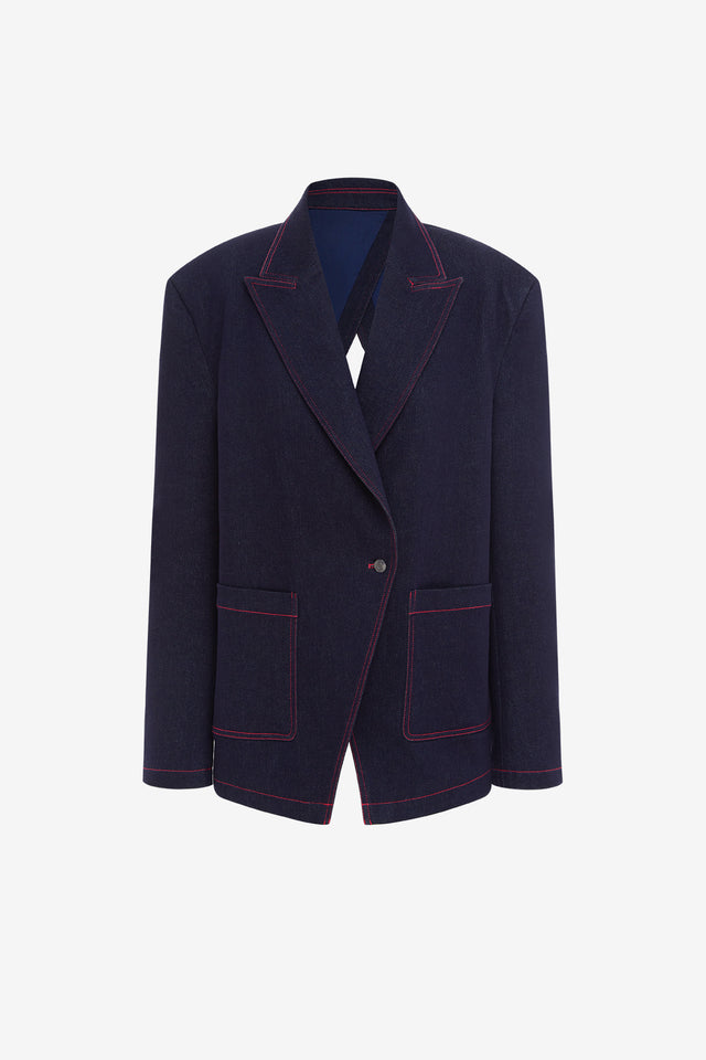 Exclusive LEO LIN Jocelyn Denim Split Blazer - Indigo
