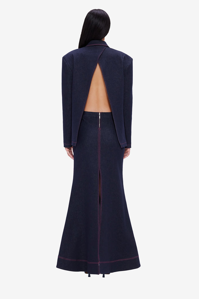 Exclusive LEO LIN Jocelyn Denim Split Blazer - Indigo