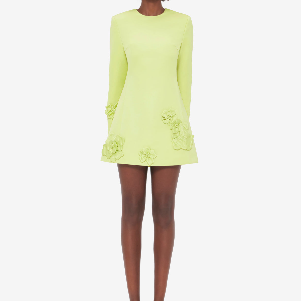 Leo Lin - Aliza Long Sleeve Petal Mini Dress - Chartreuse