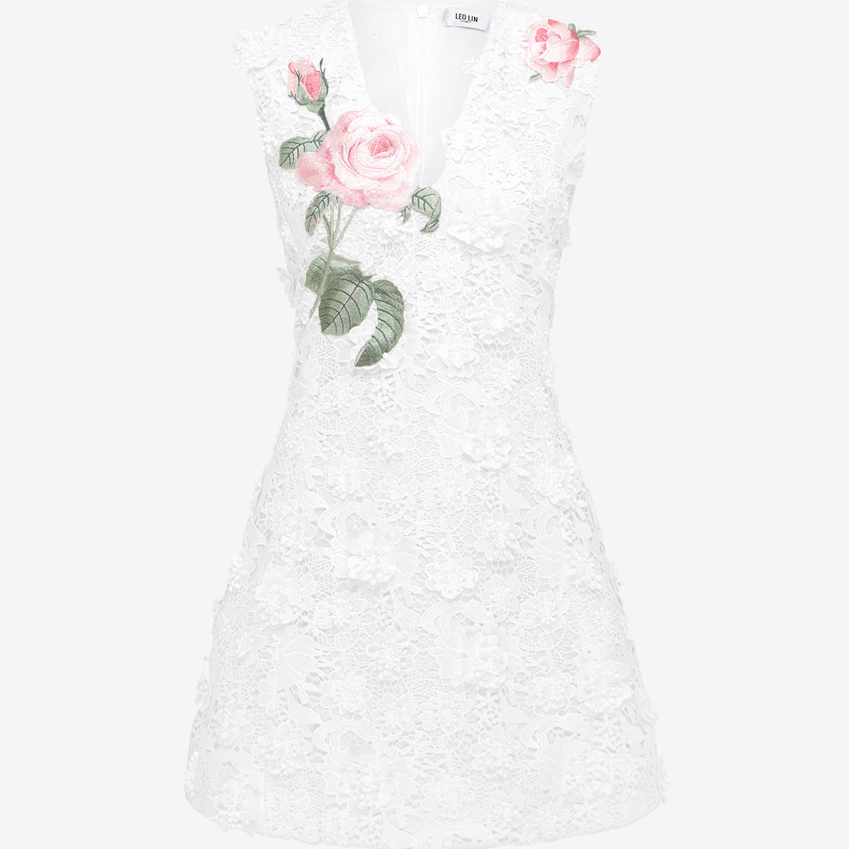 Briana V Neck Embroidered Lace Mini Dress