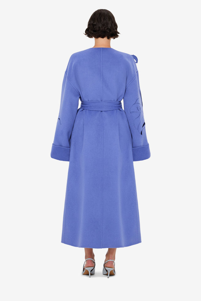 Exclusive LEO LIN Celestine Applique Wool Coat - Moonlight