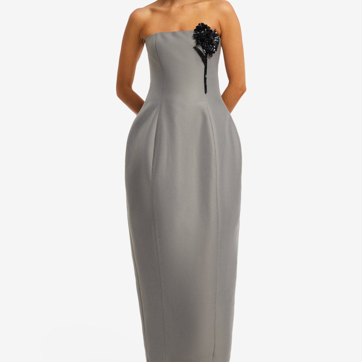 steel grey dress LEO LIN - Jessica Cocoon Bustier Maxi playa neck design flatters while How to Shorten Dress Color:english violet