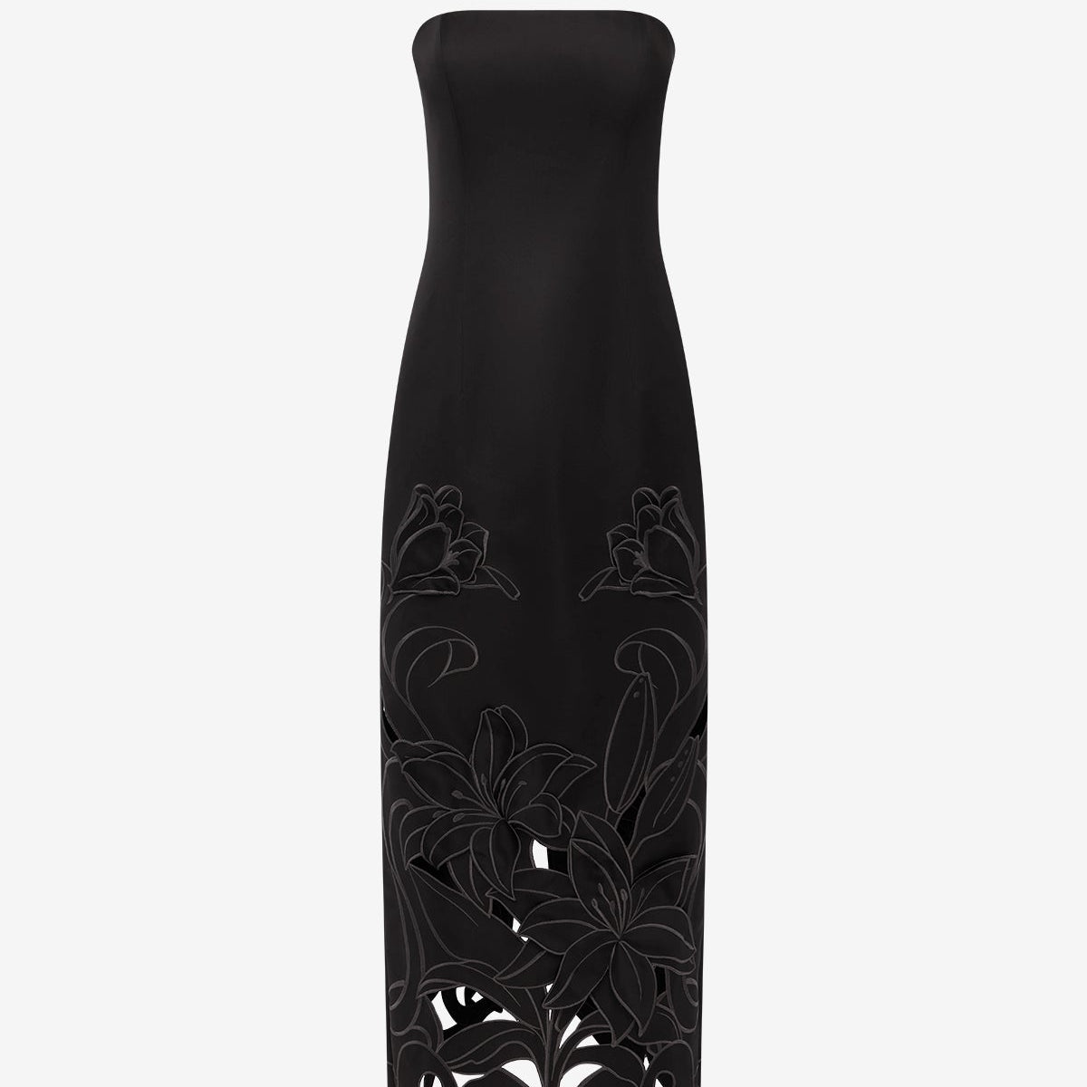 LEO LIN - Rayna Appliqu Bustier Maxi Dress - Lily in Ebony LEO LIN - Rayna Appliqu Bustier Maxi Dress - Lily in Ebony