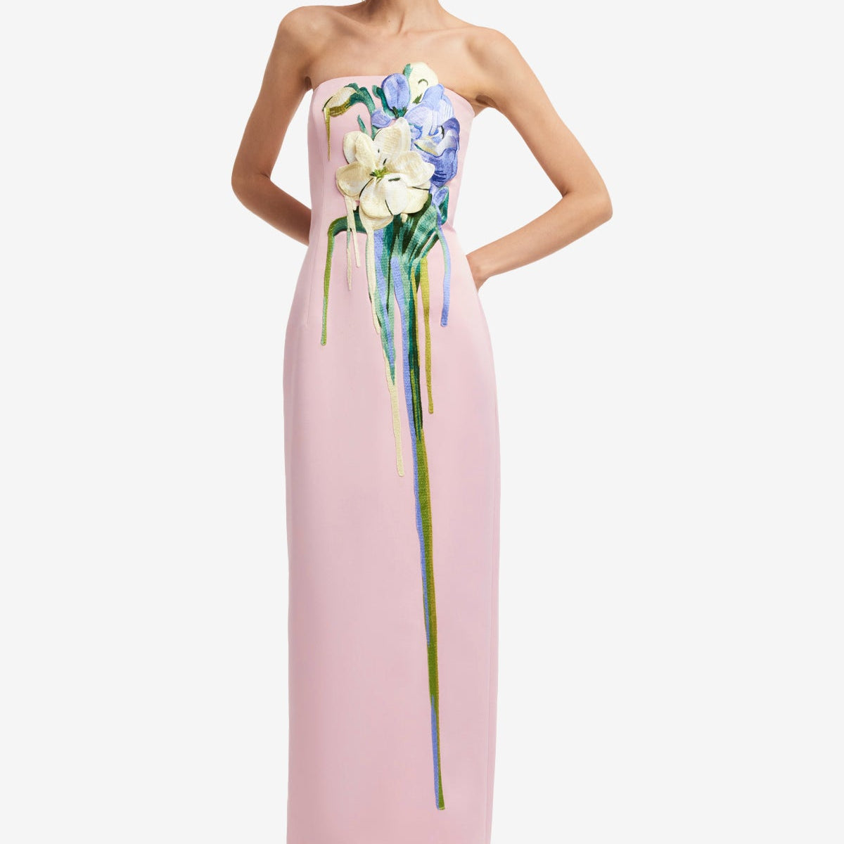 leo lin rayna floral-appliqud crepe maxi dress Rayna Floral-appliqud Cutout Crepe Maxi Dress