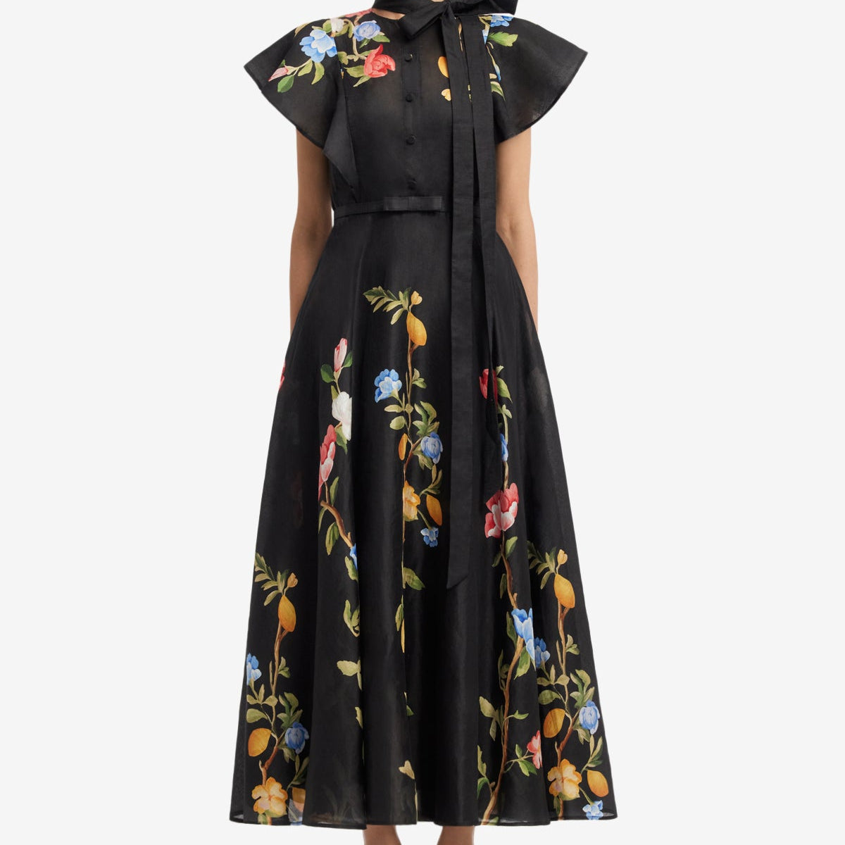 mens leather dress shoes black Elsie Flutter Sleeve Midi Dress