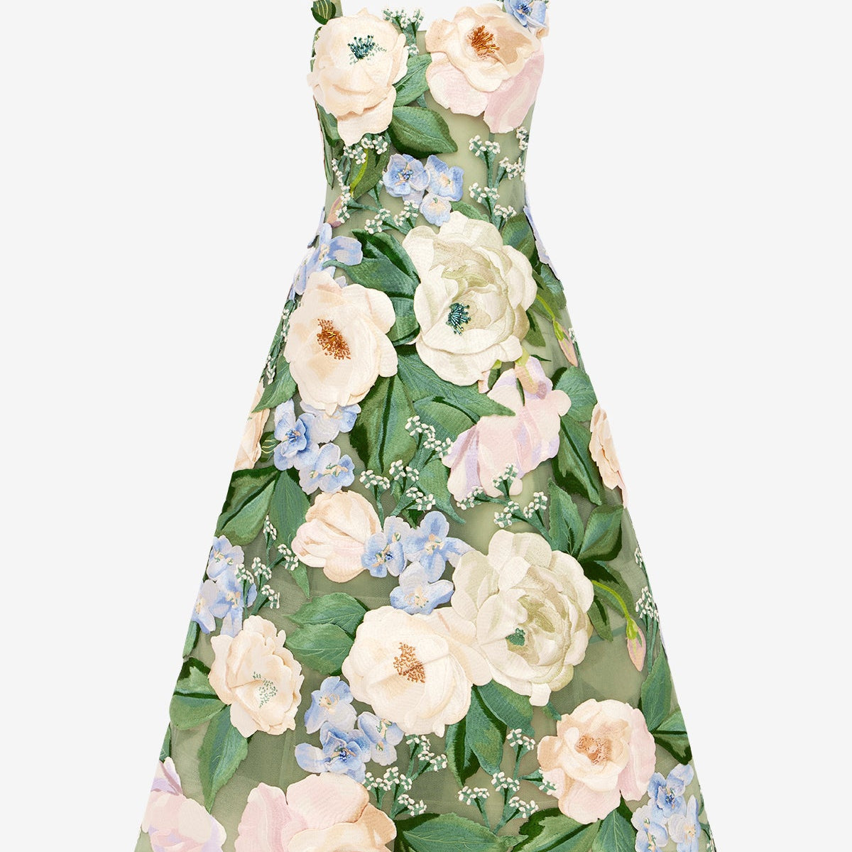 LEO LIN - Beatrice Floral Hand-Embroidered Midi Dress - Blossom LEO LIN - Beatrice Floral Hand-Embroidered Midi Dress - Blossom