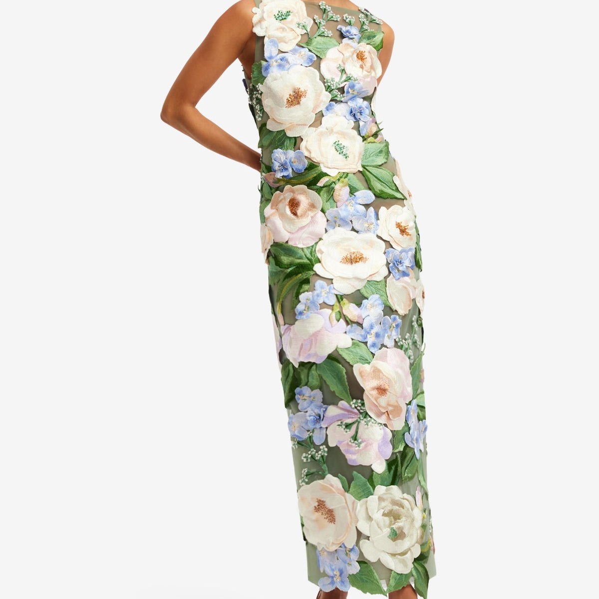 flower backless dress Backless Short Floral Beaded Party Dress