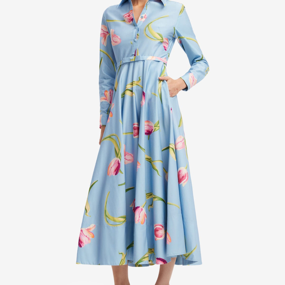 long sleeve maxi dress zara LEO LIN - Zara Shirt Midi Dress