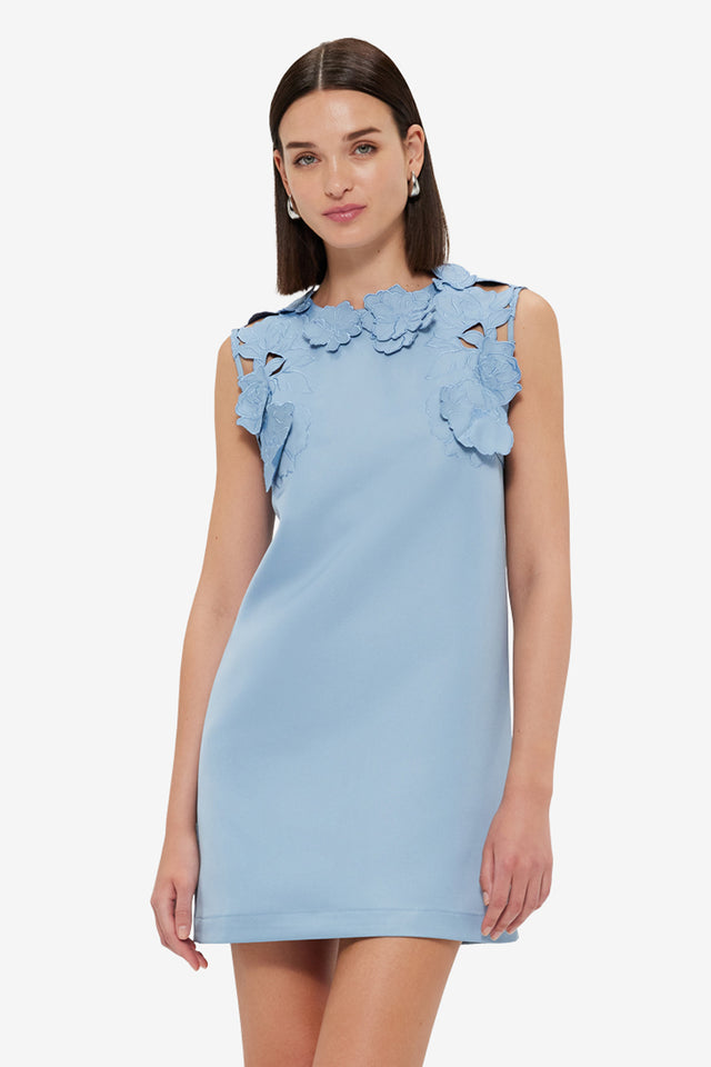 Exclusive Leo Lin Blair Appliqué Mini Dress - Powder Blue