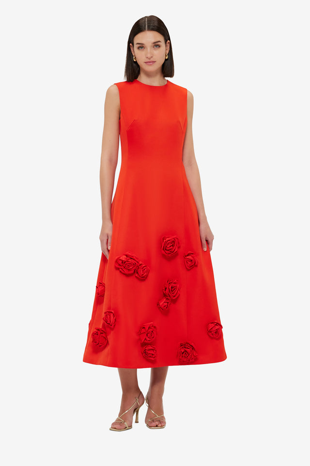 Exclusive LEO LIN Cleo Sleeveless Midi Dress - Scarlet