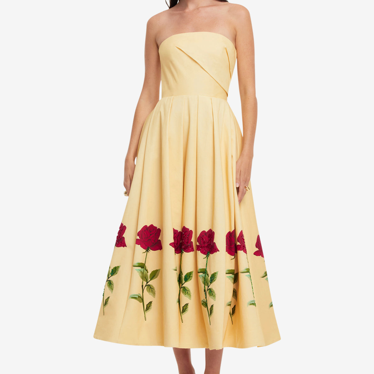 Lynn Embellished Rose Bustier Midi Dress