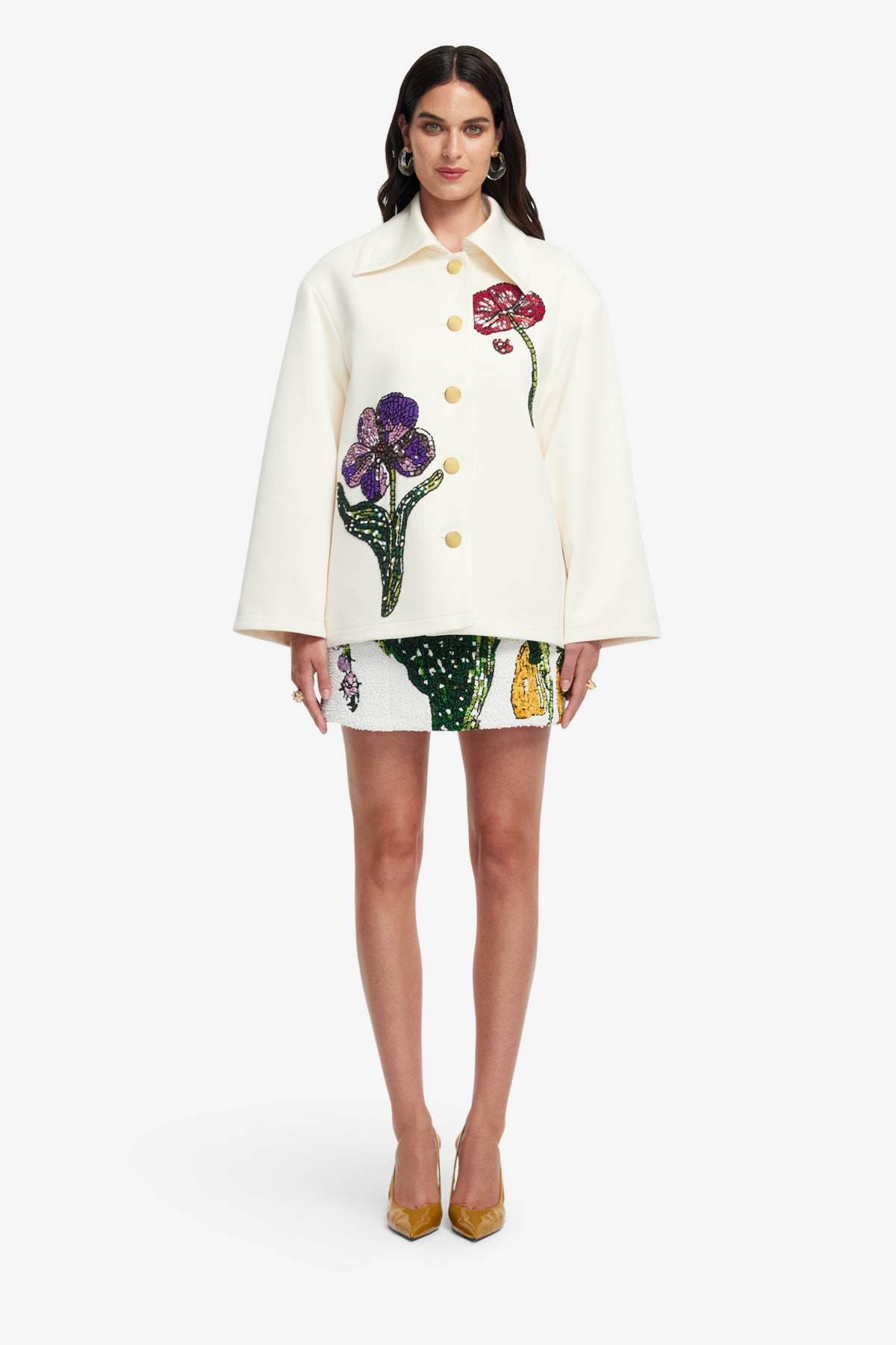 Leyna Embellished Jacket - Wildflowers – LEO LIN