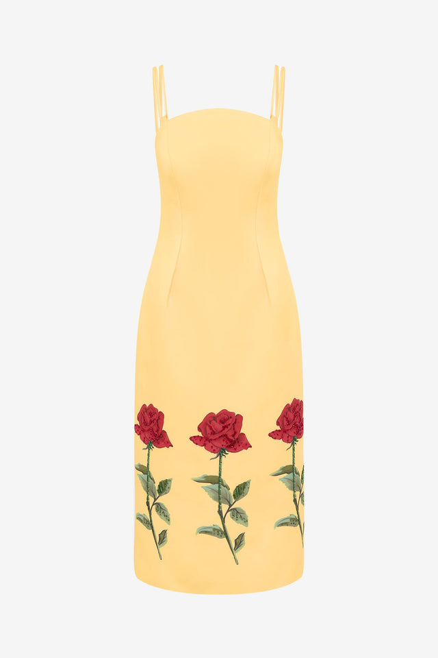 Exclusive LEO LIN Polina Embellished Rose Midi Dress - Butter