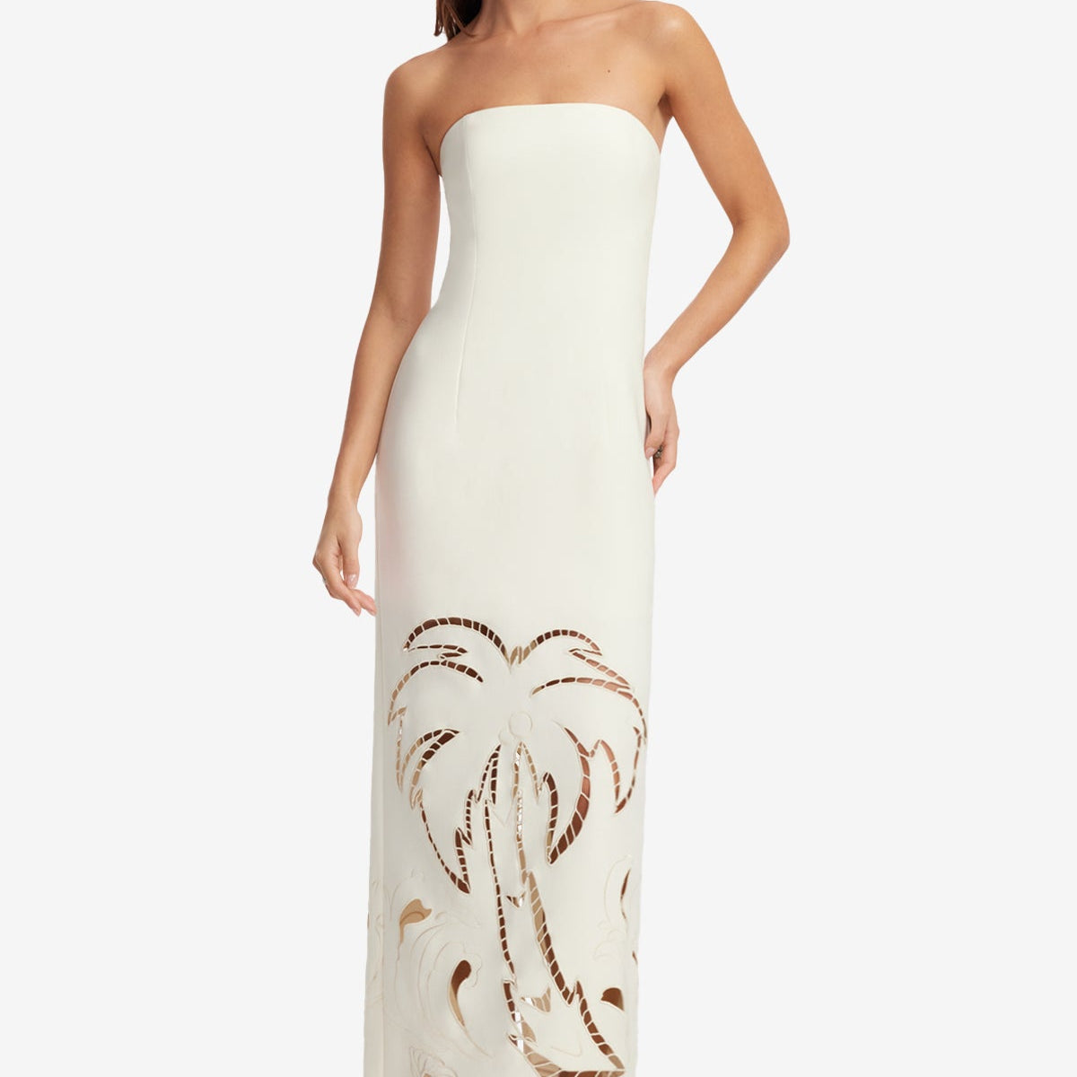 Rayna Palm Bustier Maxi Dress - Vanilla  LEO LIN