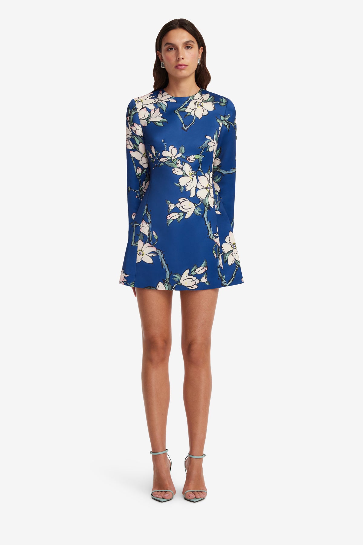 Aliza Long Sleeve Petal Mini Dress - Midnight Magnolia Print – LEO LIN