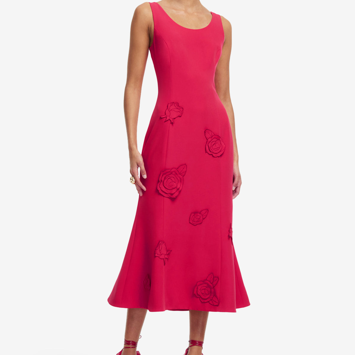emily's midi dress LEO LIN - Emily Appliqué The tiered hem adds sparkle sister Nina Canacci B1900 Size Color:BULLFROG-RIBPOPMIX