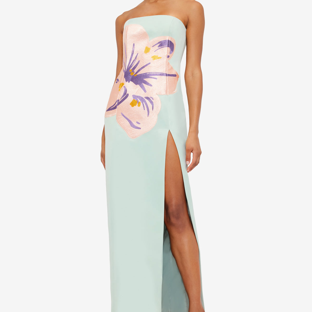 Clemence Embroidered Split Maxi Dress