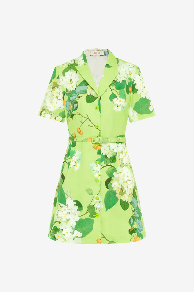 Exclusive LEO LIN Brigitte Mini Dress - Hydrangea in Lime