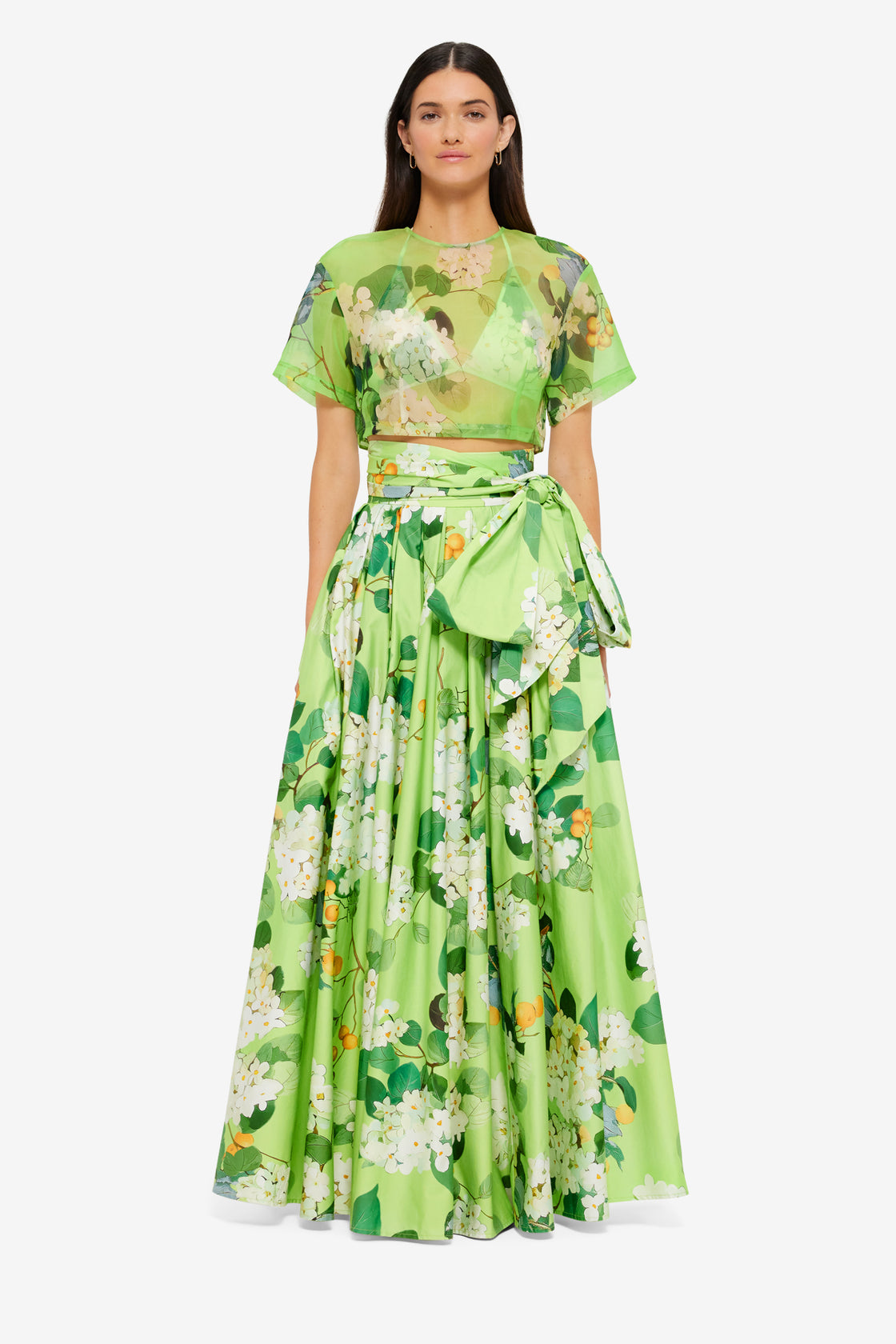Exclusive LEO LIN Valerie Maxi Skirt - Hydrangea in Lime