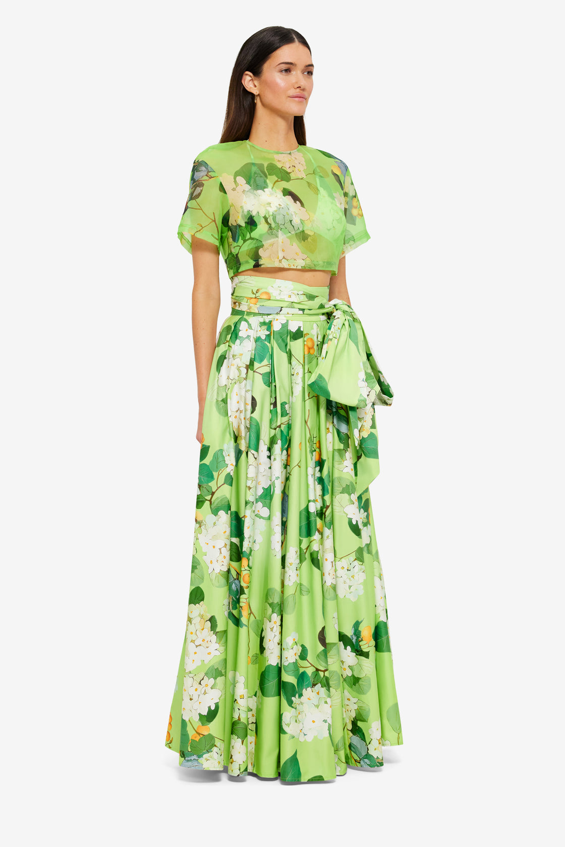 Exclusive LEO LIN Valerie Maxi Skirt - Hydrangea in Lime