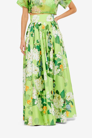 Exclusive LEO LIN Valerie Maxi Skirt - Hydrangea in Lime