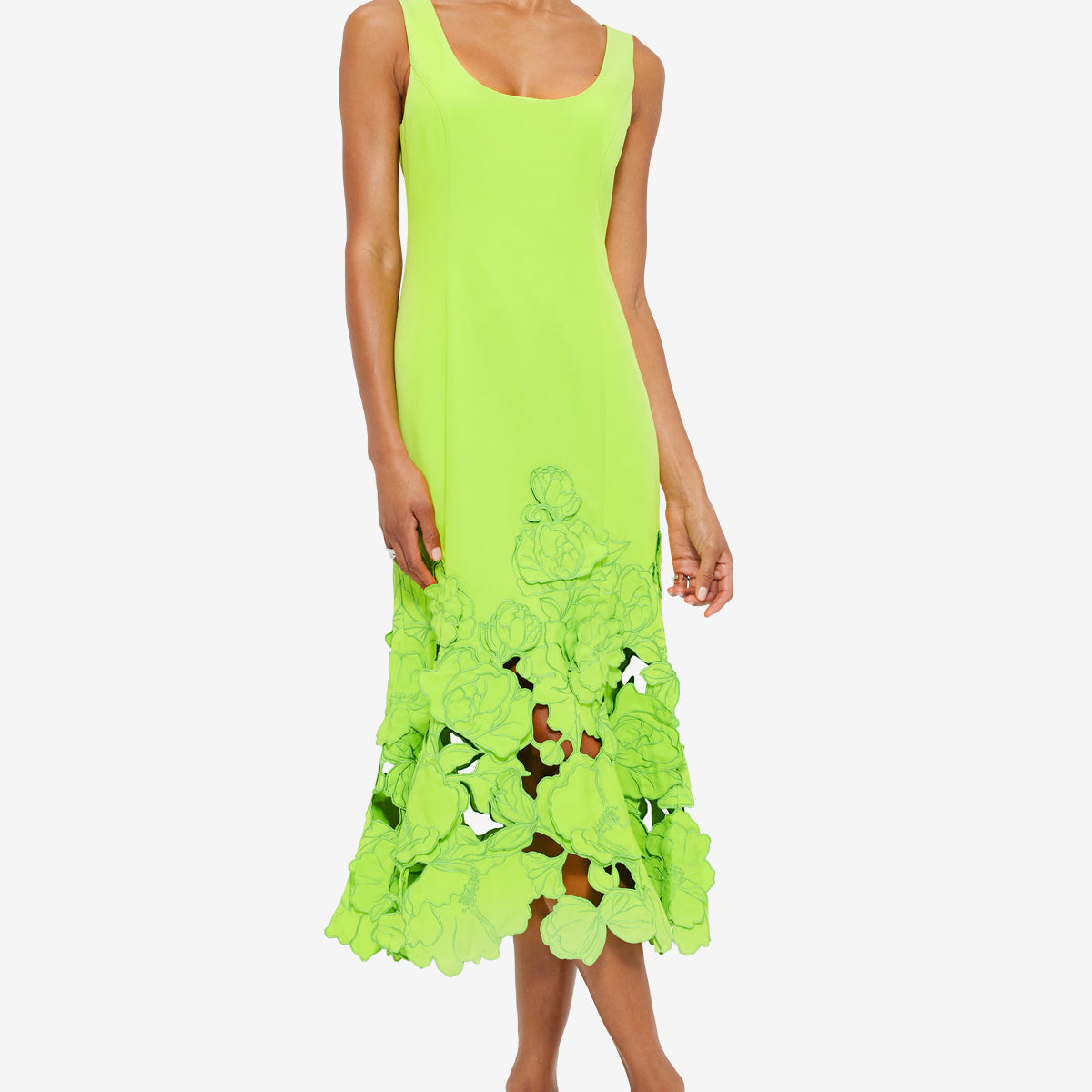 knee length dresses for ladies Green Floral Short Sleeve Midi Dress - All Dresses