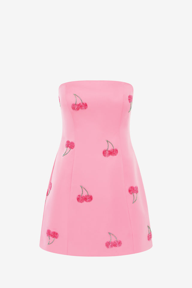 Exclusive LEO LIN Roselle Embellished Bustier Mini Dress - Pink Cherry Beading