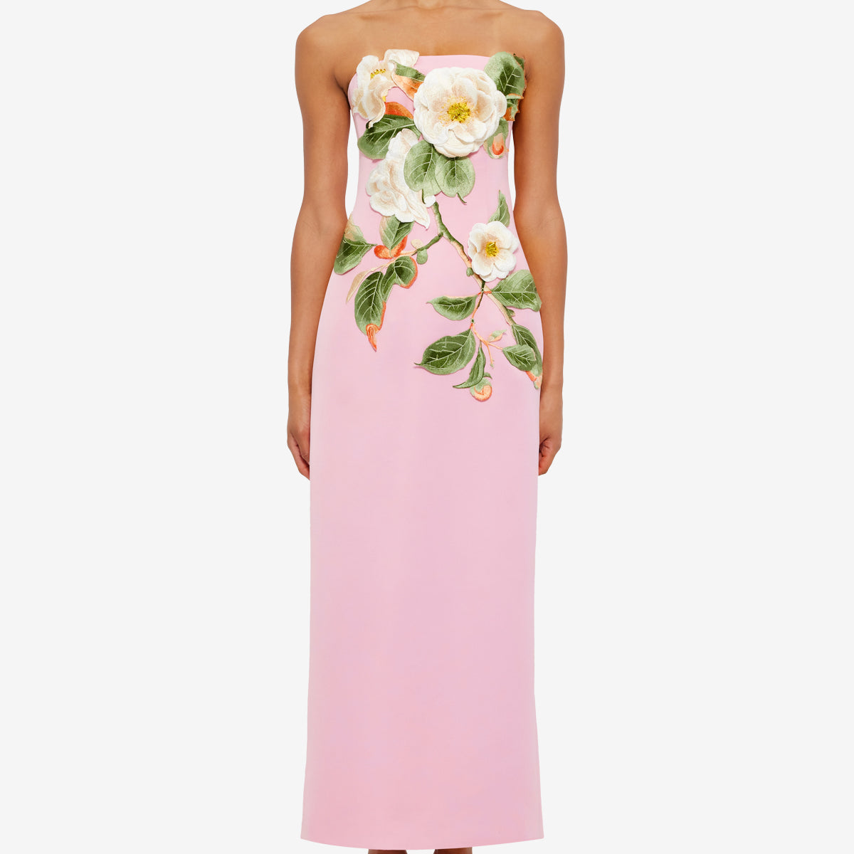 Rayna Appliqu Floral Bustier Maxi Dress - Camelia Print  LEO LIN