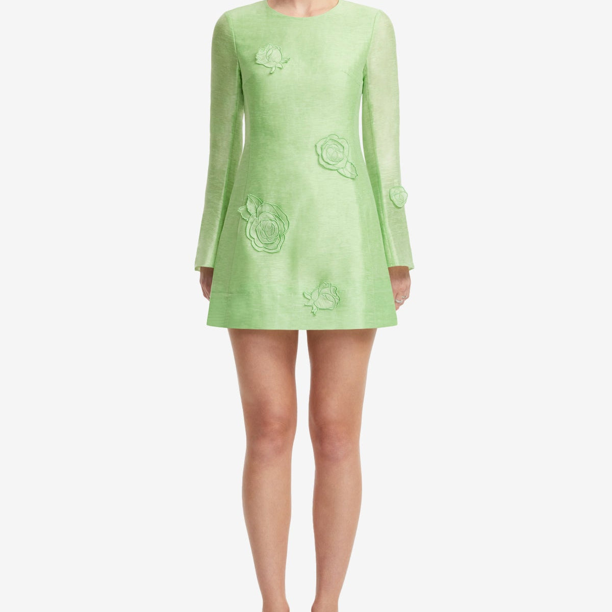 LEO LIN - Suzanne Appliqu Long Sleeve Mini Dress - Juniper Green LEO LIN - Suzanne Appliqu Long Sleeve Mini Dress - Juniper Green