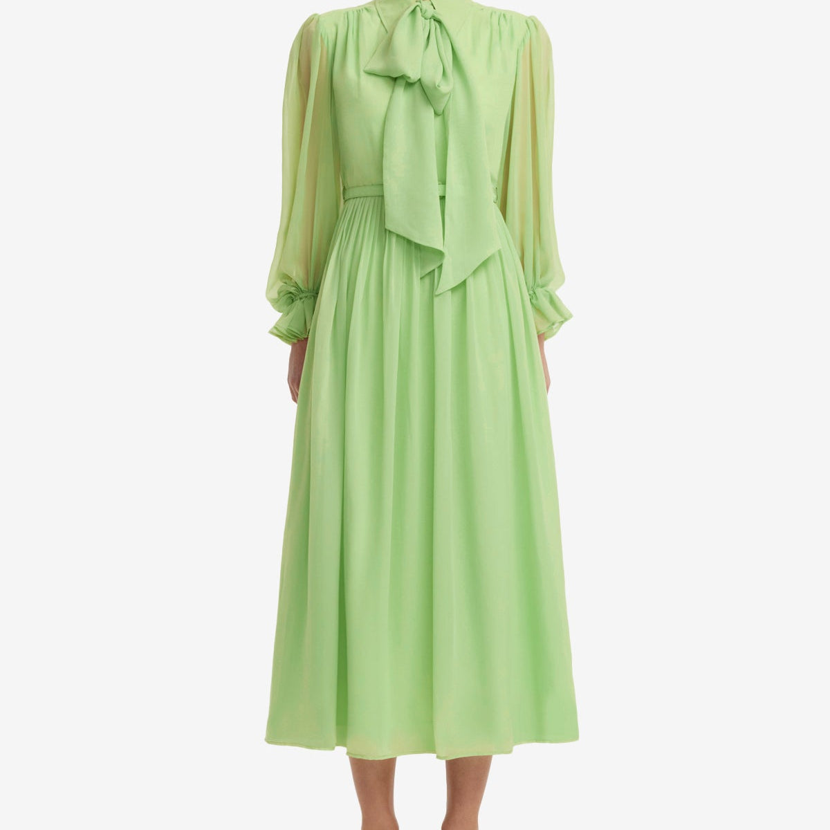 Cassie Tie Neck Midi Dress - Juniper Green  LEO LIN