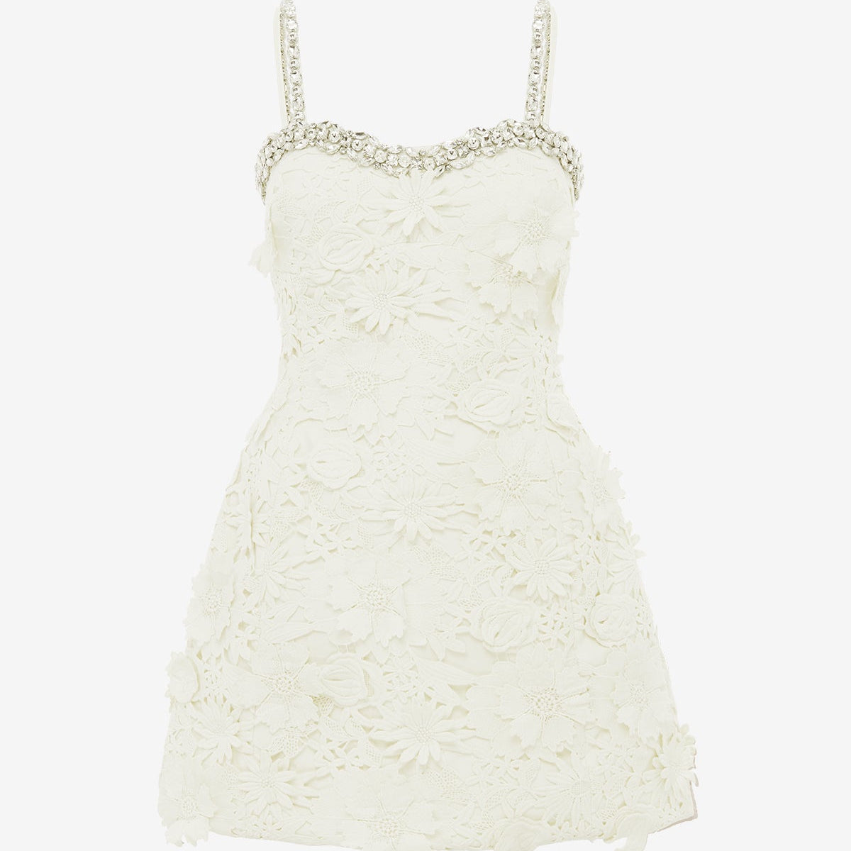 Sophia Embellished Lace Mini Dress - Snow LEO LIN Sophia Embellished Lace Mini Dress - Snow LEO LIN