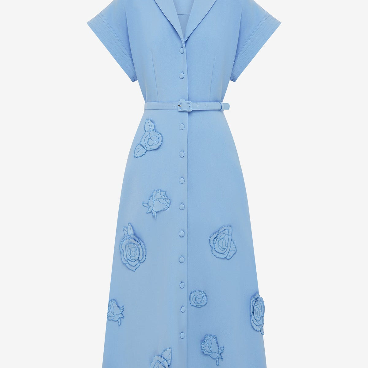 blue shirt midi dress Aubrey Appliqué Shirt Midi Dress