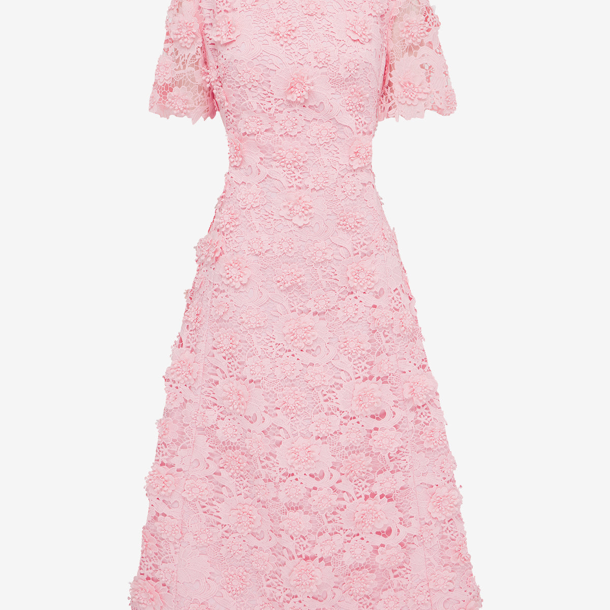 Caroline Lace Short Sleeves Midi Dress - Blush Pink LEO LIN Caroline Lace Short Sleeves Midi Dress - Blush Pink LEO LIN