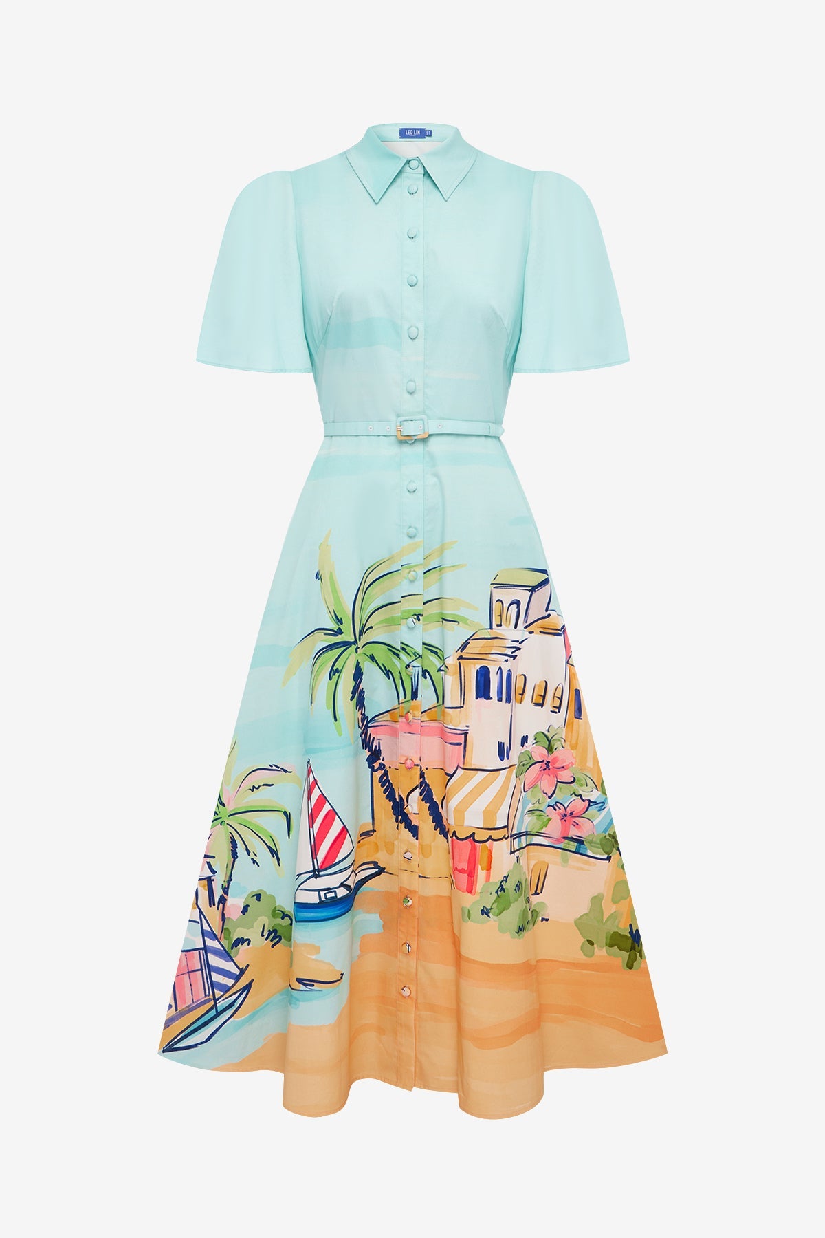 Bianca Short Sleeve Midi Dress - Voyage Print – LEO LIN