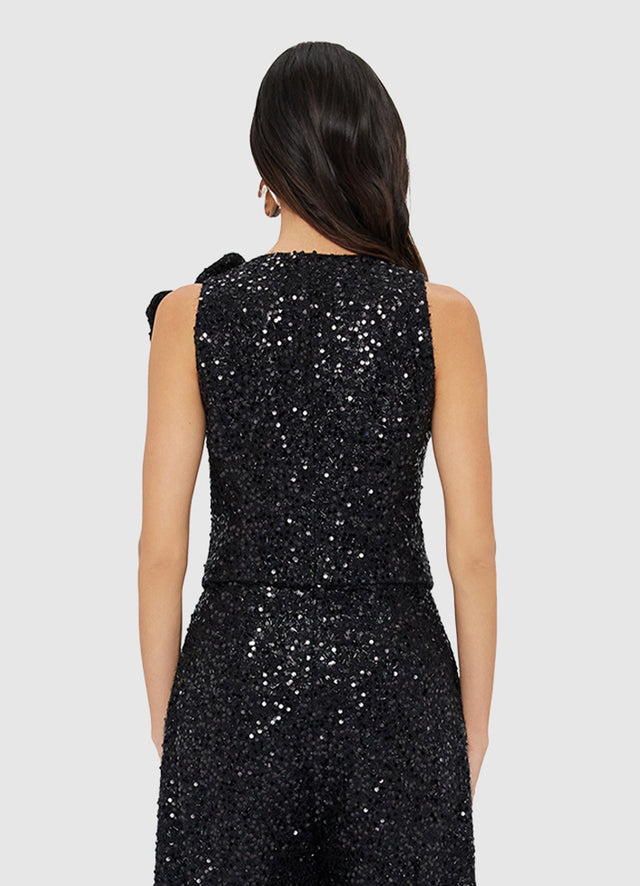 Exclusive Leo Lin Anna-May Sequin Vest in Onyx