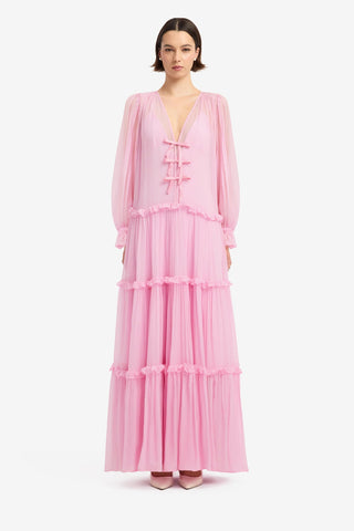 Teresa Bow Tiered Maxi Dress - Pink Dress Maxi