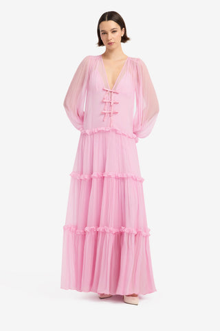 Teresa Bow Tiered Maxi Dress - Pink Dress Maxi