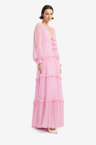Teresa Bow Tiered Maxi Dress - Pink Dress Maxi