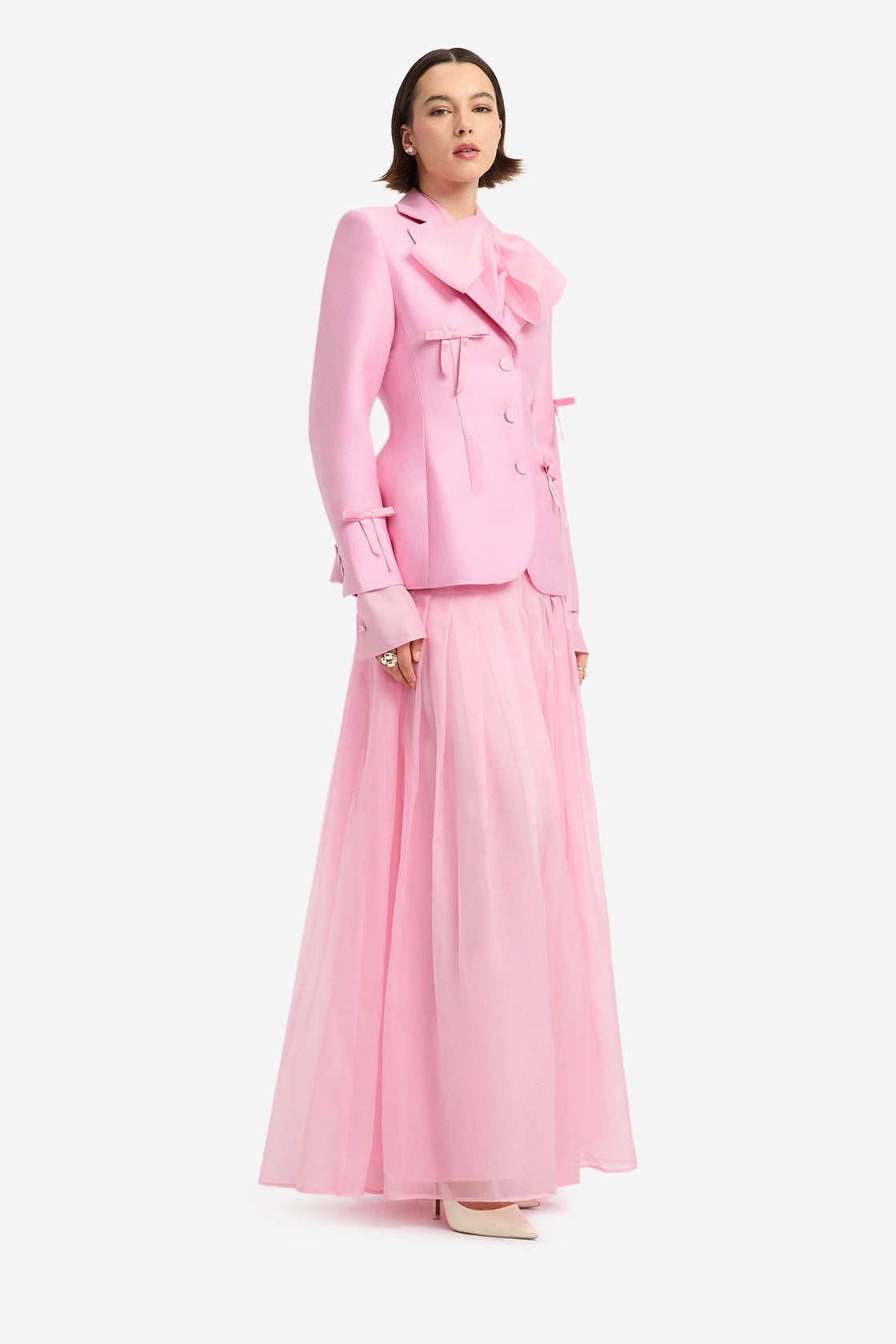 Annika Bow Blazer - Pink Blazer