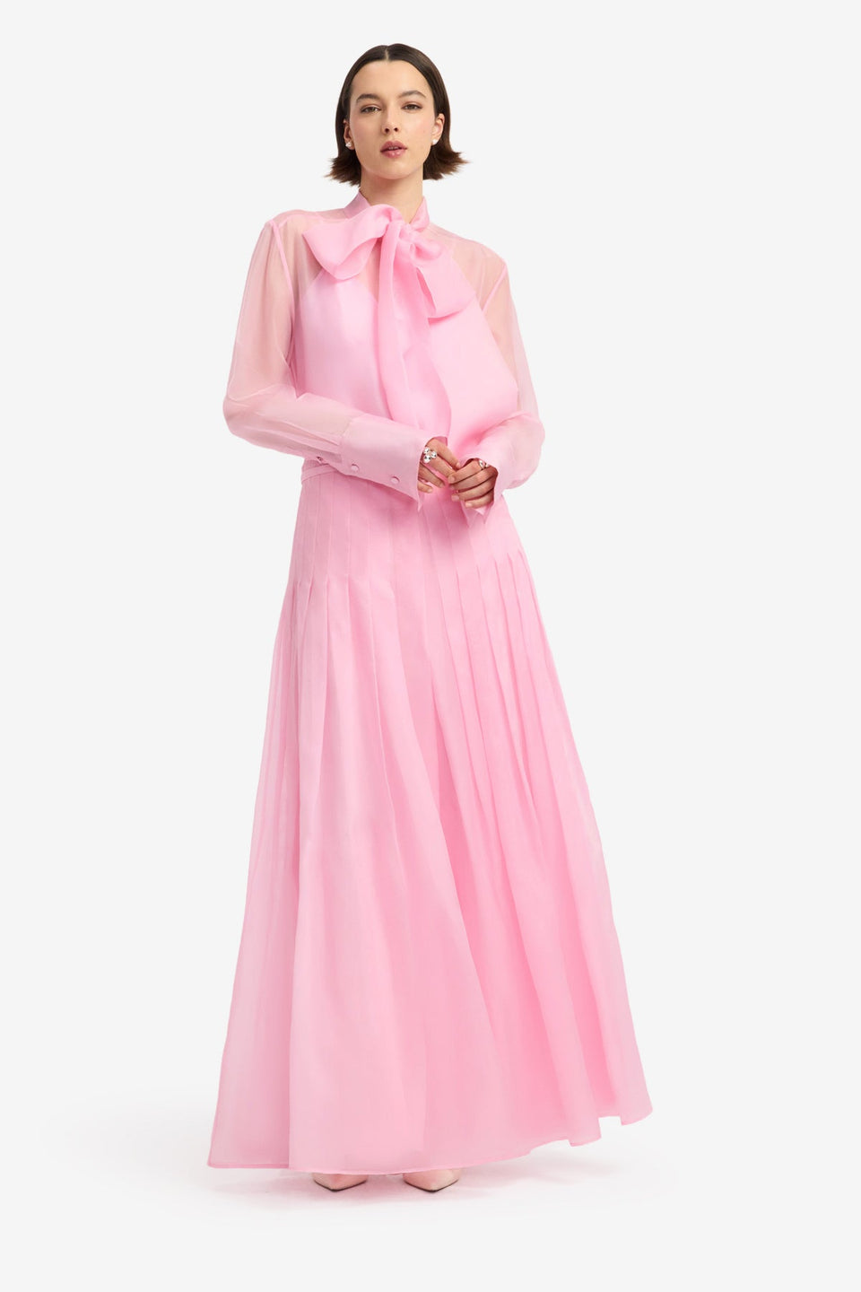 Dressage Silk Organza Tie Blouse - Pink Blouse/Shirts