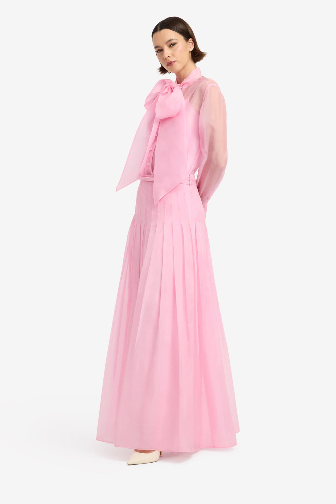 Dressage Silk Organza Tie Blouse - Pink Blouse/Shirts