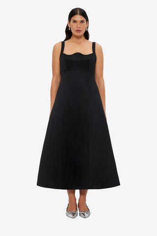 Exclusive LEO LIN Odette Midi Dress - Ebony