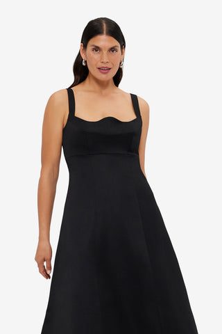 Exclusive LEO LIN Odette Midi Dress - Ebony