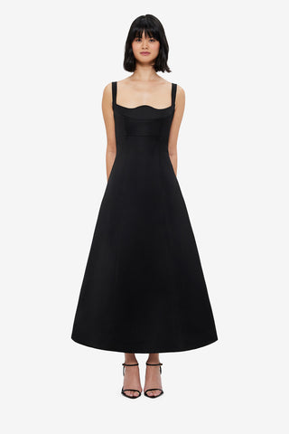 Exclusive LEO LIN Odette Midi Dress - Ebony