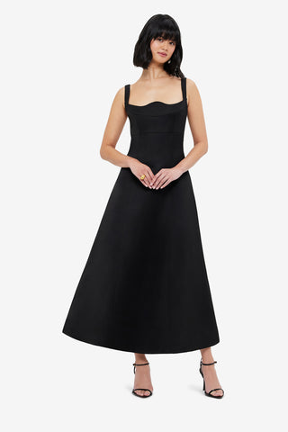 Exclusive LEO LIN Odette Midi Dress - Ebony